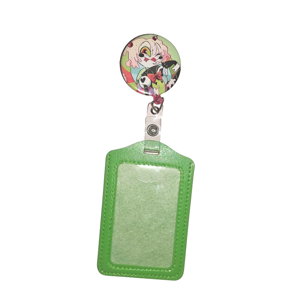 Fizzarolli Badge Reel ID Holder Helluva Boss Handmade Fizz Cherry Pie Pink Green